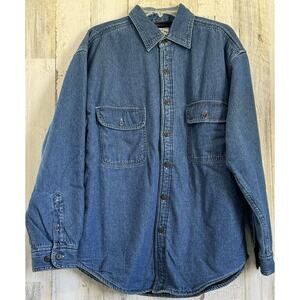 Men’s American Blue Denim Fleece Lined Button Up Jacket Size M    NWT sku 3044